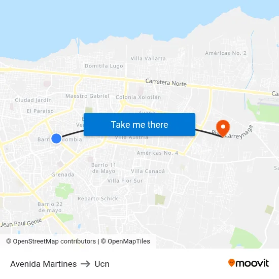 Avenida Martines to Ucn map