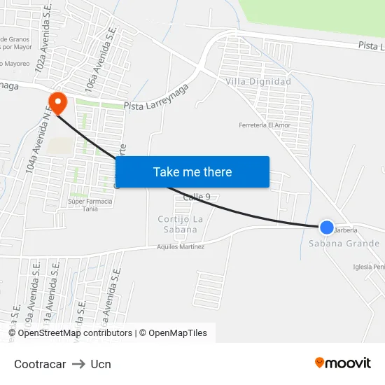 Cootracar to Ucn map