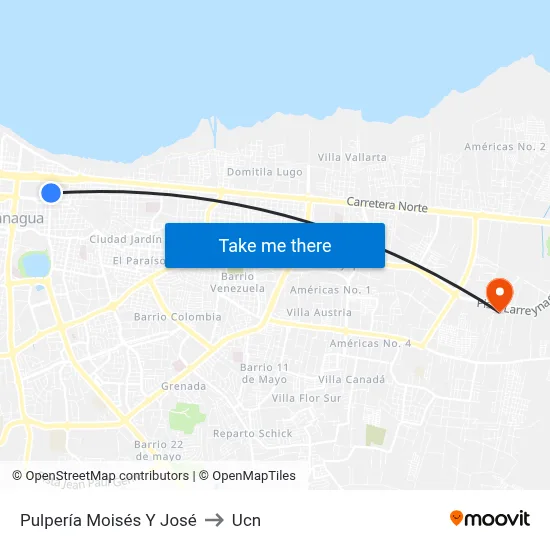 Pulpería Moisés Y José to Ucn map