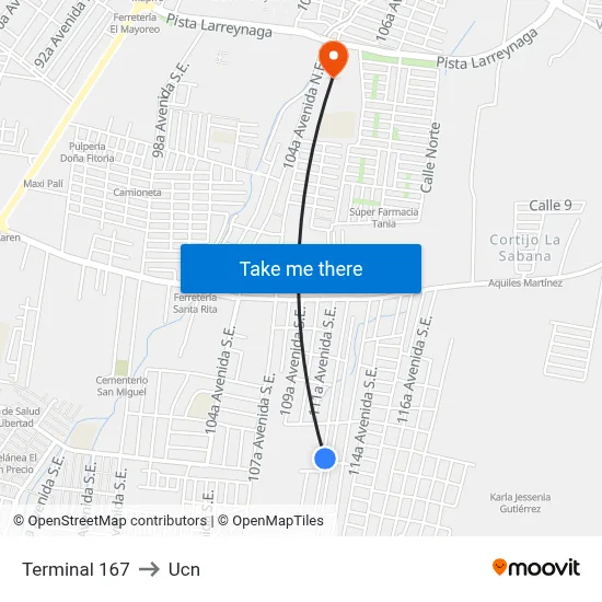 Terminal 167 to Ucn map