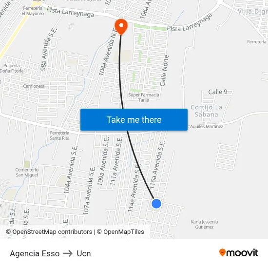 Agencia Esso to Ucn map