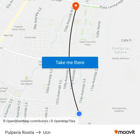 Pulpería Rosita to Ucn map