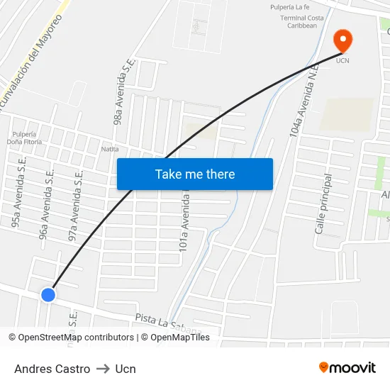 Andres Castro to Ucn map