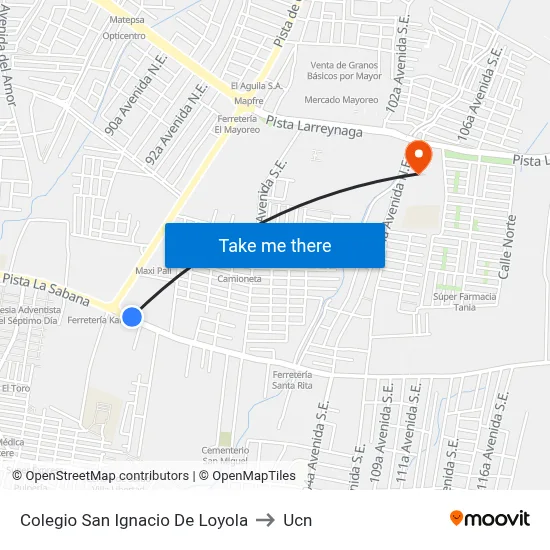 Colegio San Ignacio De Loyola to Ucn map