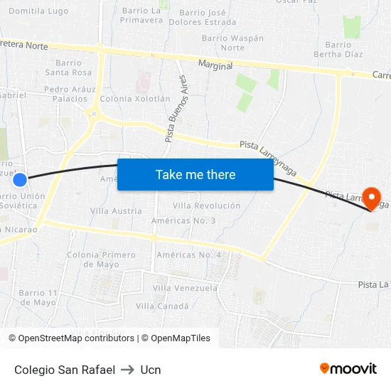 Colegio San Rafael to Ucn map