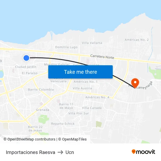 Importaciones Raesva to Ucn map