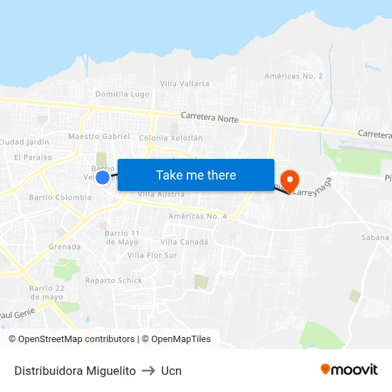 Distribuidora Miguelito to Ucn map
