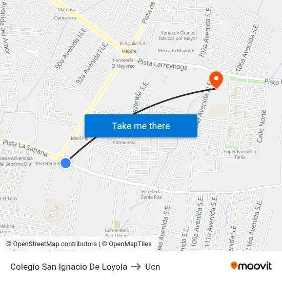 Colegio San Ignacio De Loyola to Ucn map