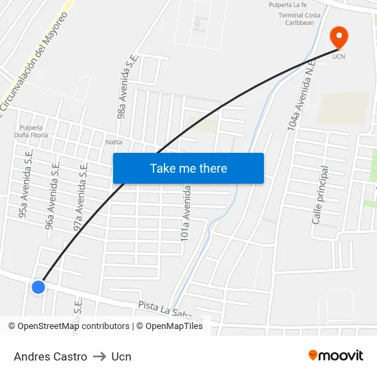 Andres Castro to Ucn map