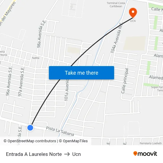 Entrada A Laureles Norte to Ucn map