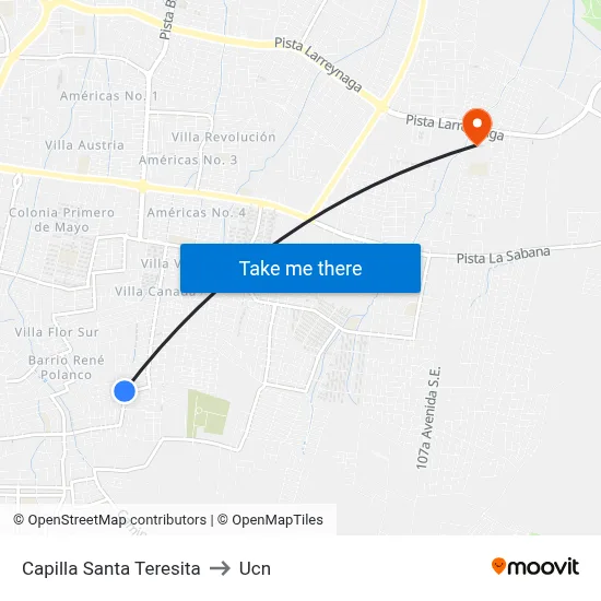Capilla Santa Teresita to Ucn map
