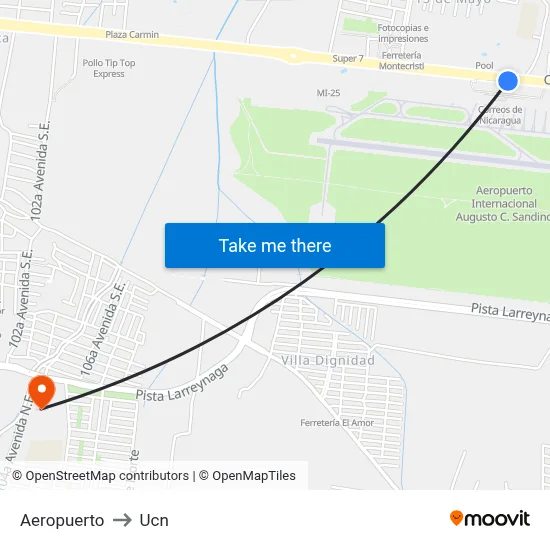 Aeropuerto to Ucn map