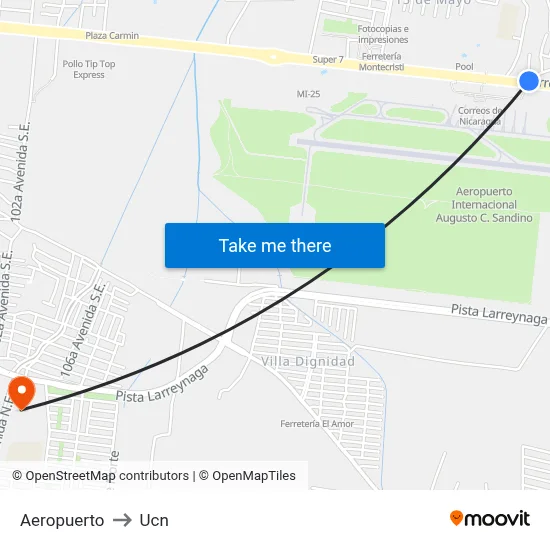 Aeropuerto to Ucn map