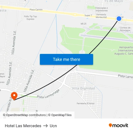 Hotel Las Mercedes to Ucn map