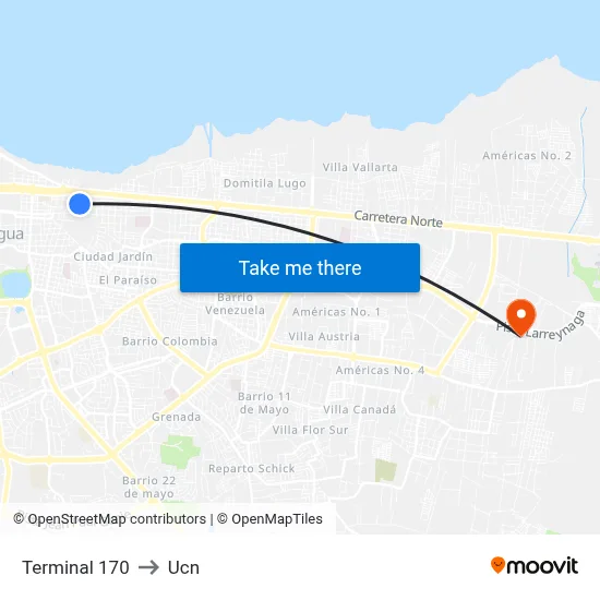 Terminal 170 to Ucn map