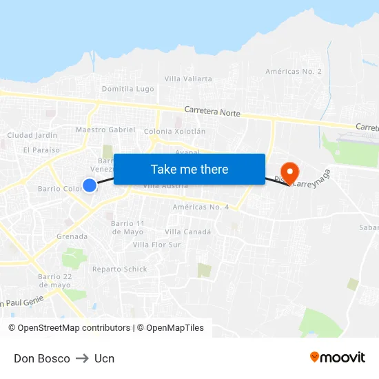 Don Bosco to Ucn map