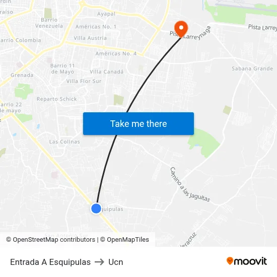 Entrada A Esquipulas to Ucn map