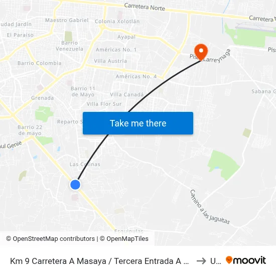 Km 9 Carretera A Masaya / Tercera Entrada A Santo Domingo to Ucn map