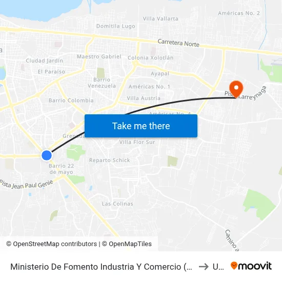 Ministerio De Fomento Industria Y Comercio (Mific) to Ucn map