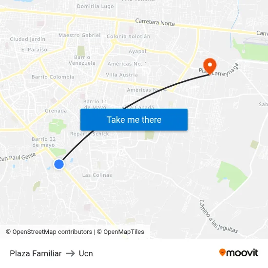 Plaza Familiar to Ucn map