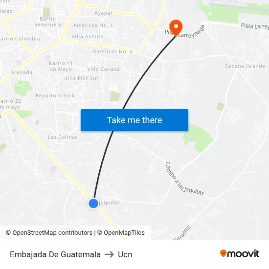 Embajada De Guatemala to Ucn map
