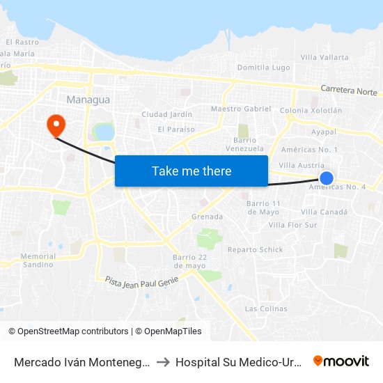 Mercado Iván Montenegro Sur to Hospital Su Medico-Urgencia map