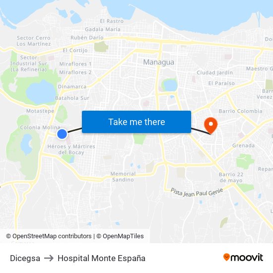 Dicegsa to Hospital Monte España map