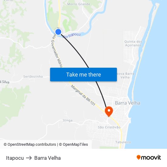 Itapocu to Barra Velha map