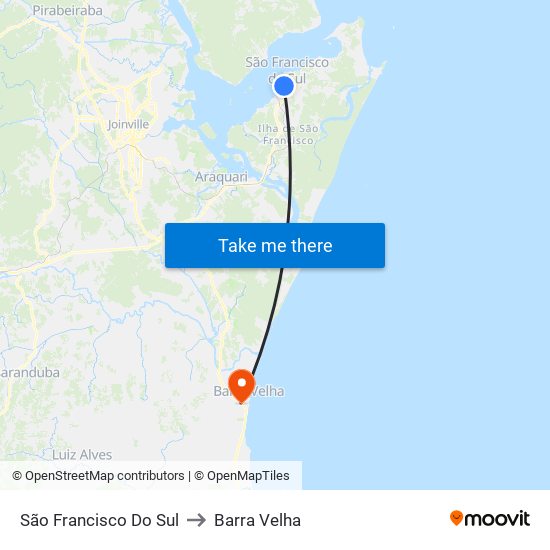 São Francisco Do Sul to Barra Velha map