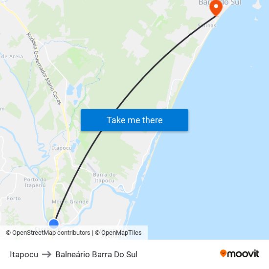 Itapocu to Balneário Barra Do Sul map