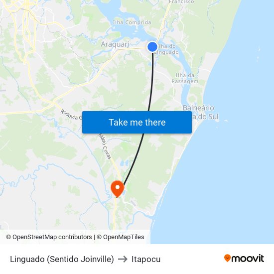 Linguado (Sentido Joinville) to Itapocu map