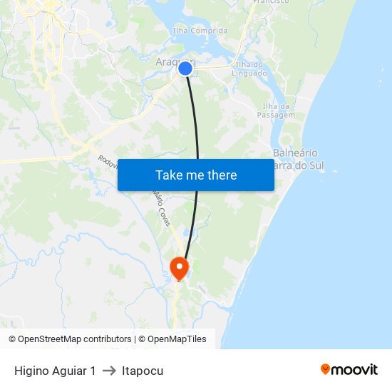 Higino Aguiar 1 to Itapocu map