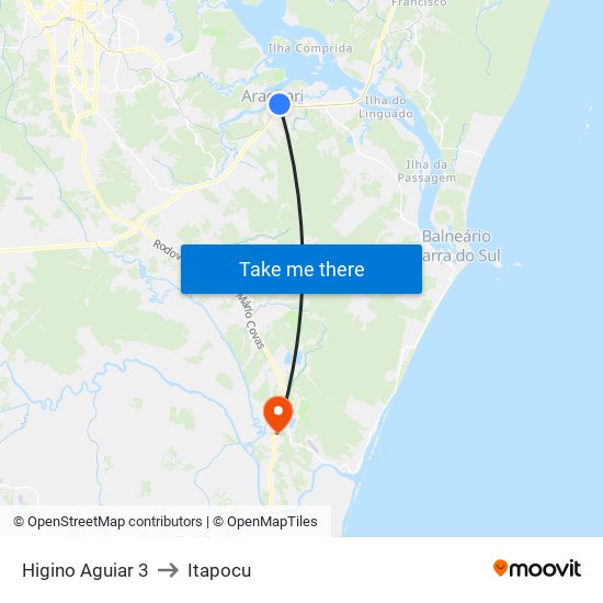 Higino Aguiar 3 to Itapocu map