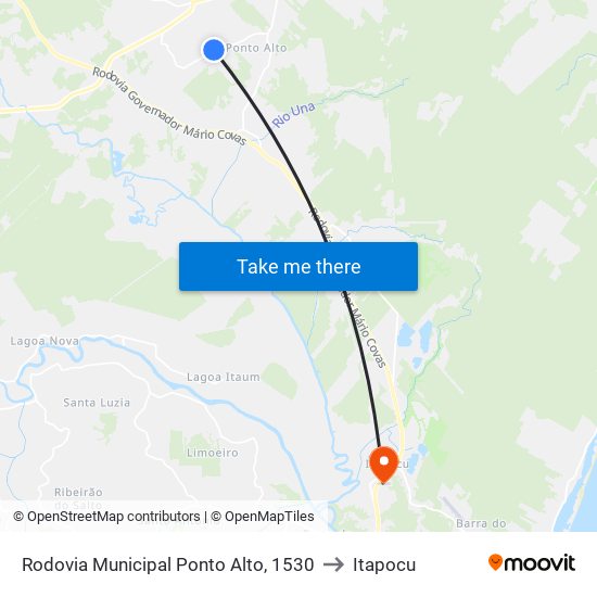 Rodovia Municipal Ponto Alto, 1530 to Itapocu map