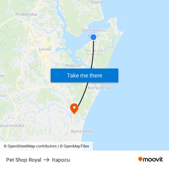 Pet Shop Royal to Itapocu map