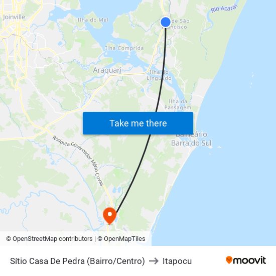 Sítio Casa De Pedra (Bairro/Centro) to Itapocu map