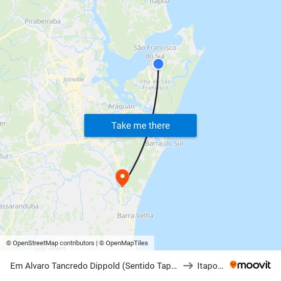 Em Alvaro Tancredo Dippold (Sentido Tapera) to Itapocu map