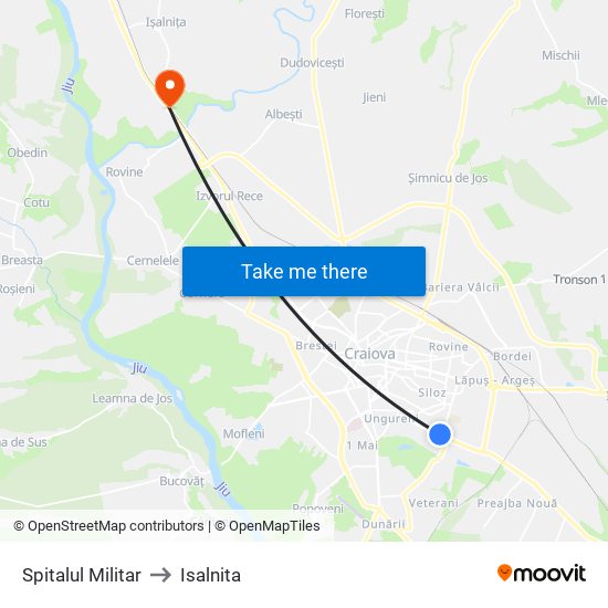 Spitalul Militar to Isalnita map