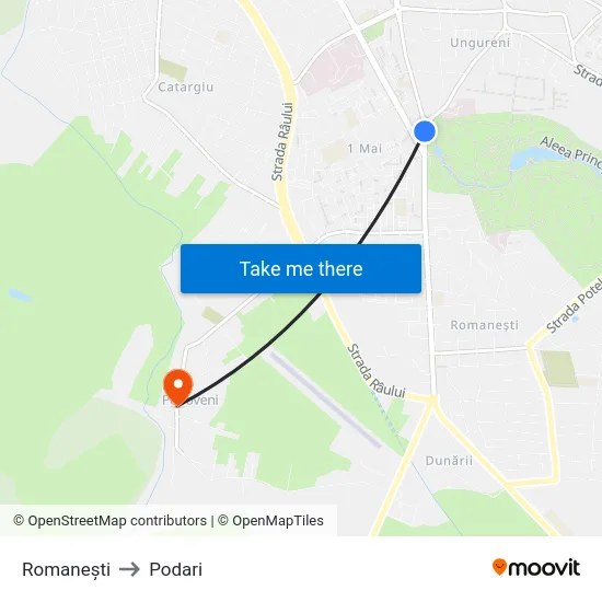 Romanești to Podari map