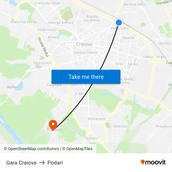 Gara Craiova to Podari map