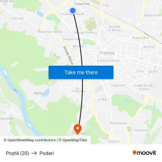Poștă (20) to Podari map