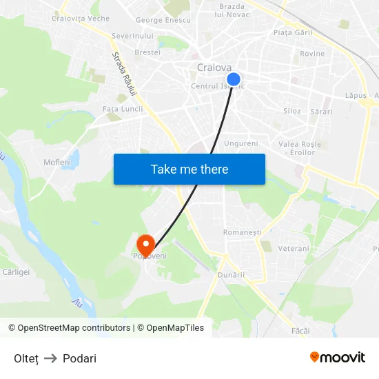 Olteț to Podari map