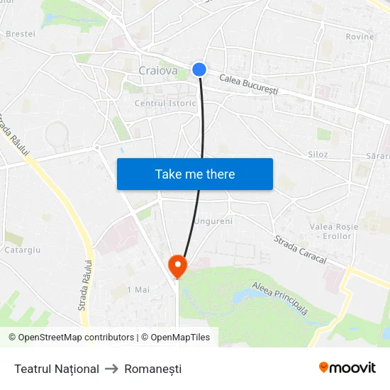 Teatrul Național to Romanești map