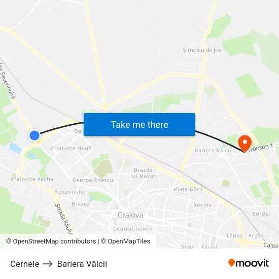 Cernele to Bariera Vâlcii map