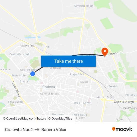 Craiovița Nouă to Bariera Vâlcii map