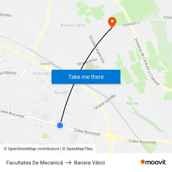 Facultatea De Mecanică to Bariera Vâlcii map
