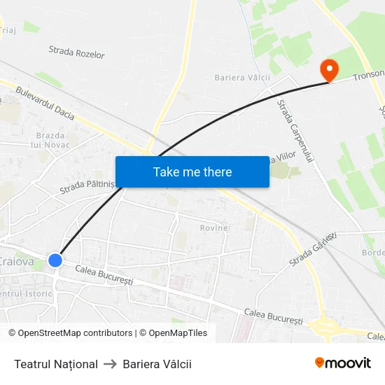 Teatrul Național to Bariera Vâlcii map