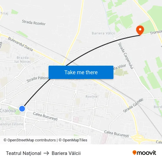 Teatrul Naţional to Bariera Vâlcii map
