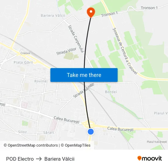 POD Electro to Bariera Vâlcii map