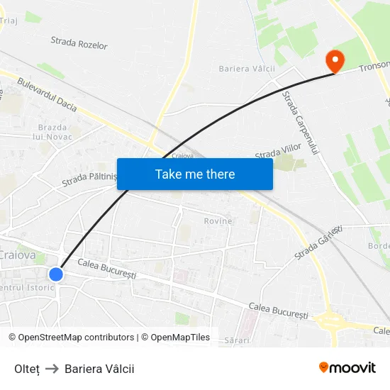 Olteț to Bariera Vâlcii map